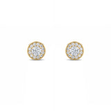 1CTW Round Shaped Lab Grown Diamond (F/VS) Halo Stud Earrings in 14K Gold