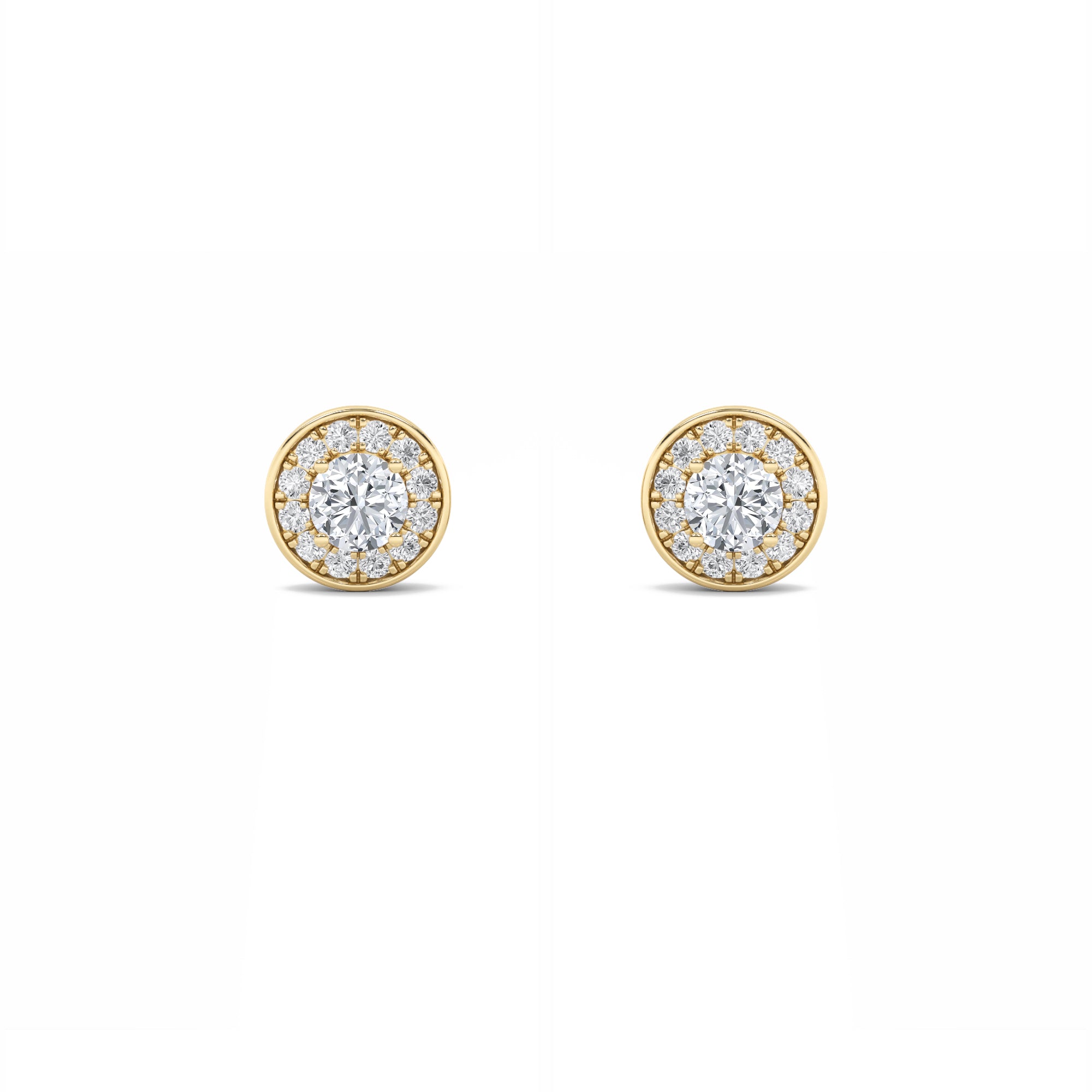 1CTW Round Shaped Lab Grown Diamond (F/VS) Halo Stud Earrings in 14K Gold