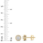 1CTW Round Shaped Lab Grown Diamond (F/VS) Halo Stud Earrings in 14K Gold
