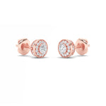 1CTW Round Shaped Lab Grown Diamond (F/VS) Halo Stud Earrings in 14K Gold