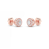 1CTW Round Shaped Lab Grown Diamond (F/VS) Halo Stud Earrings in 14K Gold