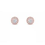 1CTW Round Shaped Lab Grown Diamond (F/VS) Halo Stud Earrings in 14K Gold