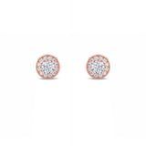 1CTW Round Shaped Lab Grown Diamond (F/VS) Halo Stud Earrings in 14K Gold