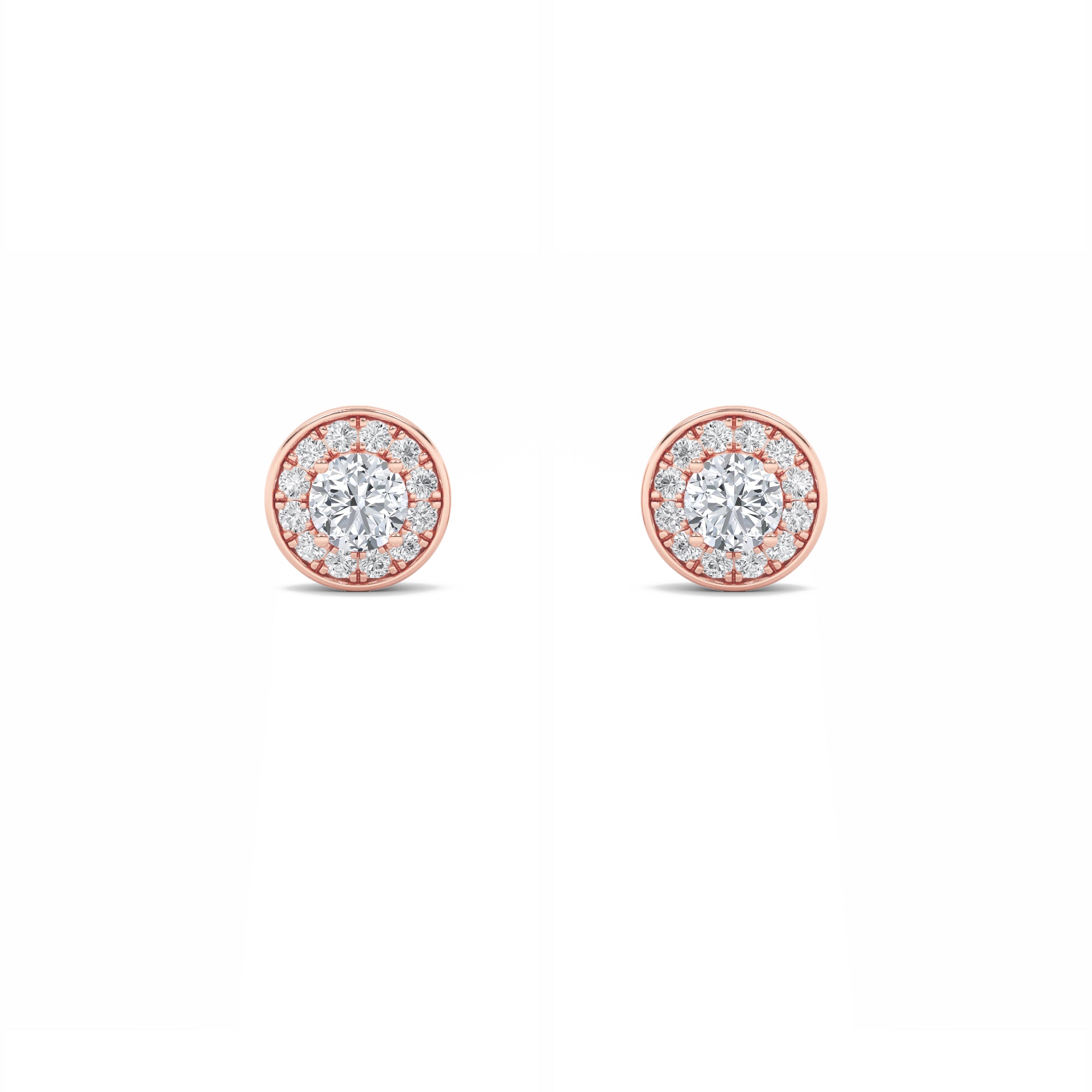 1CTW Round Shaped Lab Grown Diamond (F/VS) Halo Stud Earrings in 14K Gold