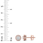 1CTW Round Shaped Lab Grown Diamond (F/VS) Halo Stud Earrings in 14K Gold