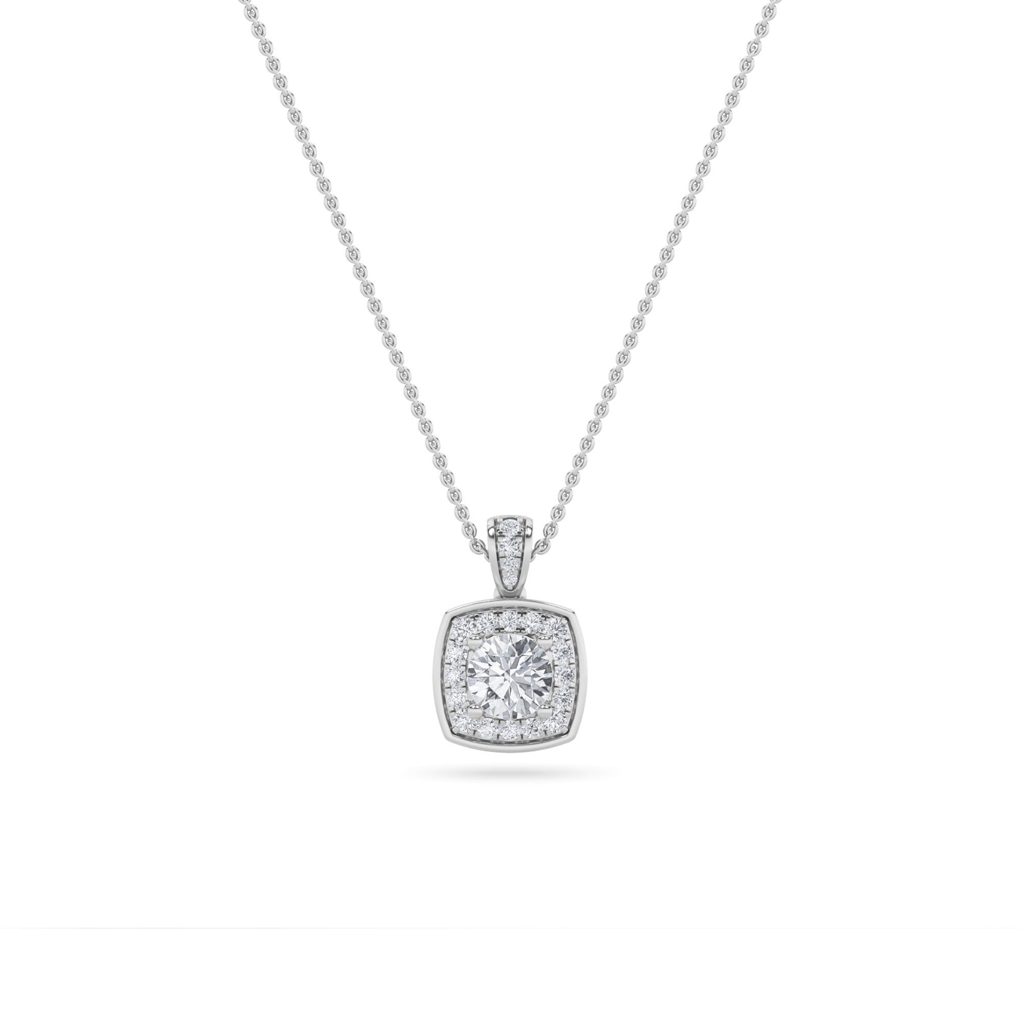 0.75CTW Round Shaped Lab Grown Diamond (F/VS) Halo Pendant in 14K Gold