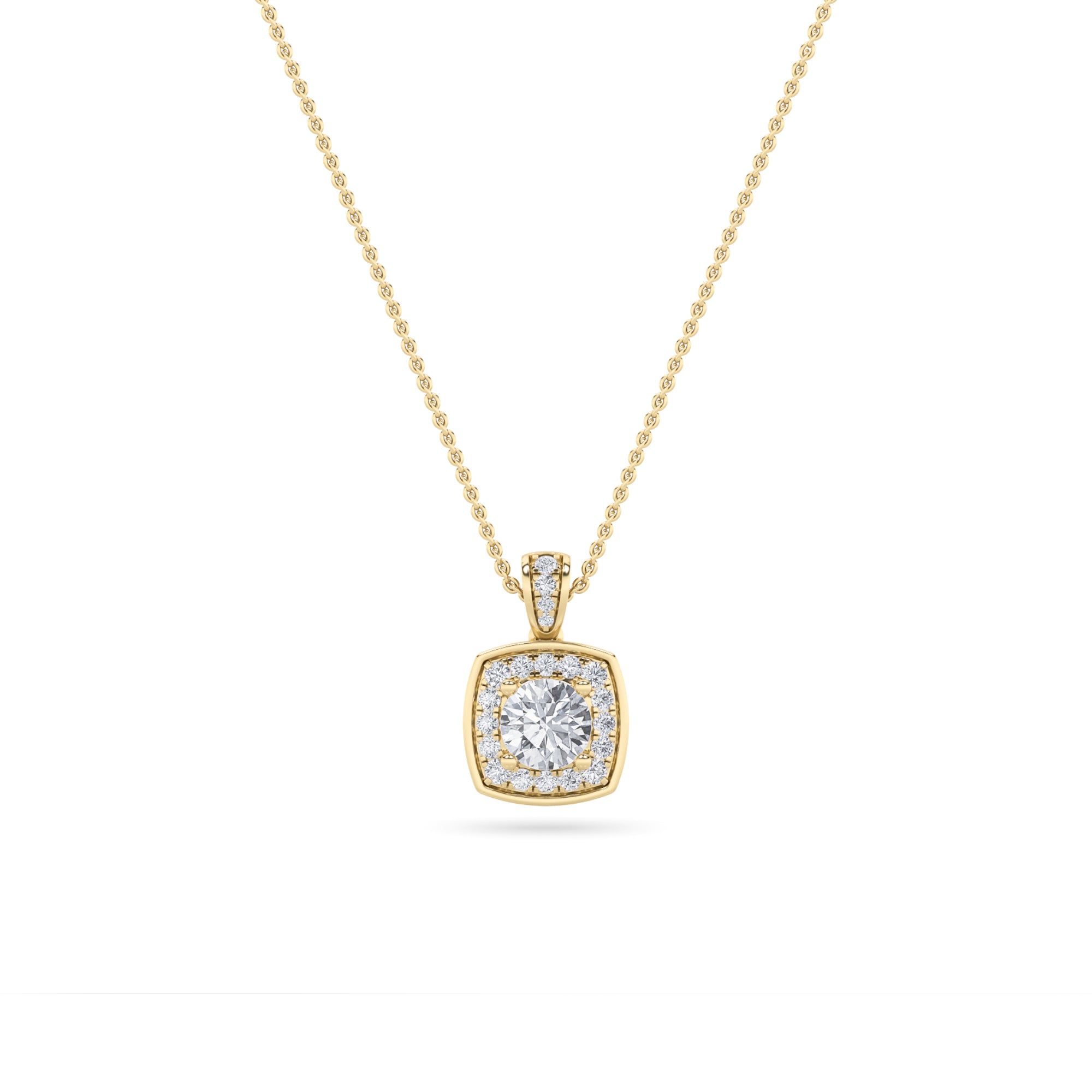 0.75CTW Round Shaped Lab Grown Diamond (F/VS) Halo Pendant in 14K Gold