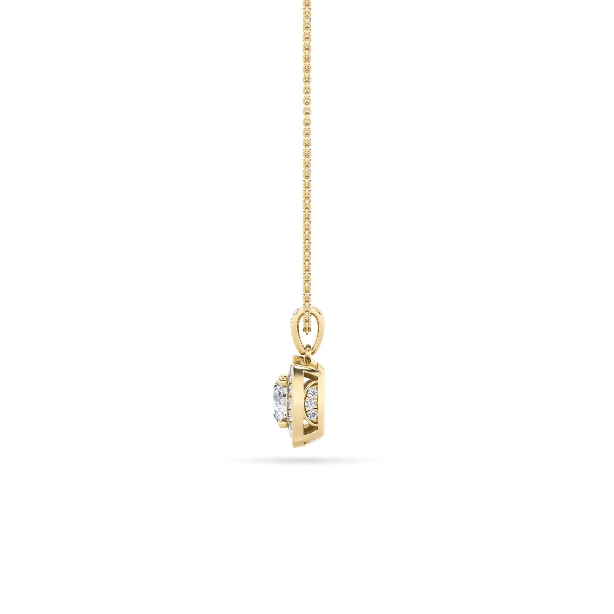 0.75CTW Round Shaped Lab Grown Diamond (F/VS) Halo Pendant in 14K Gold