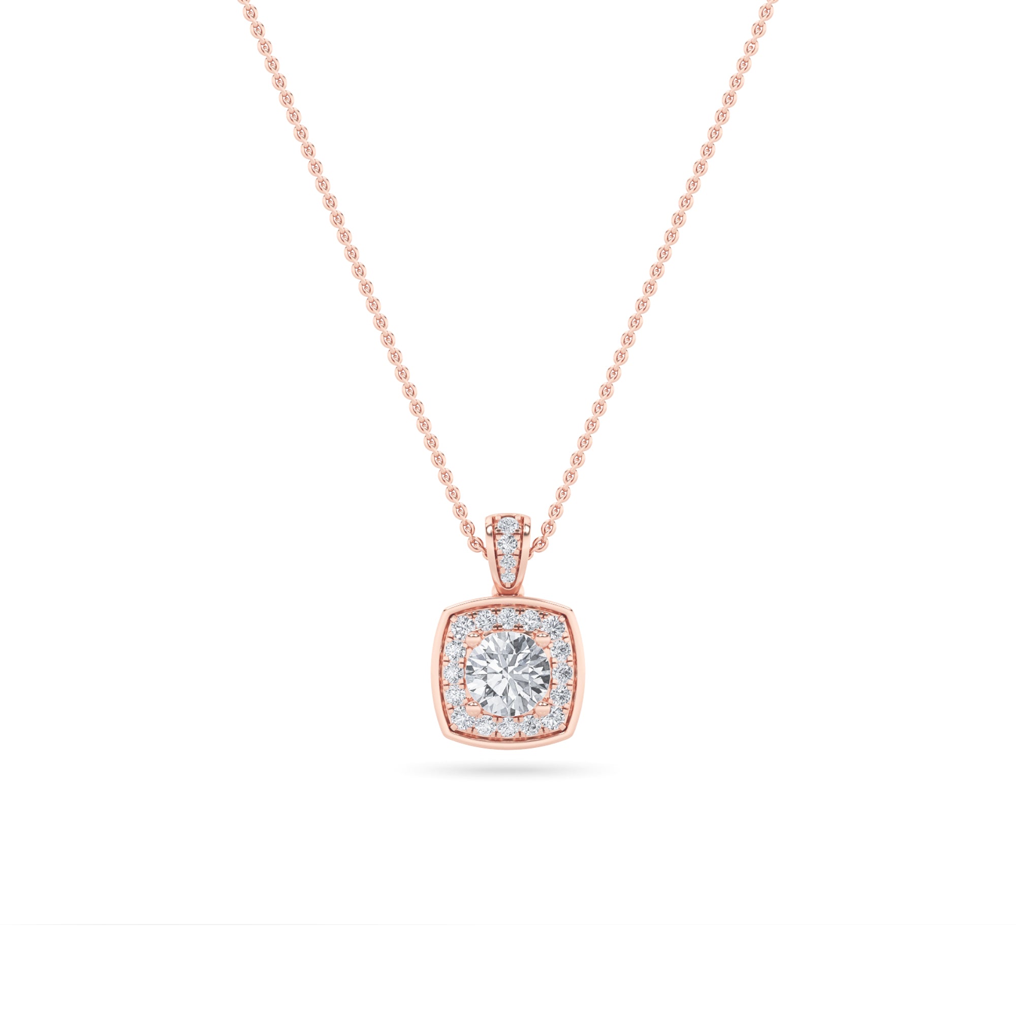 0.75CTW Round Shaped Lab Grown Diamond (F/VS) Halo Pendant in 14K Gold