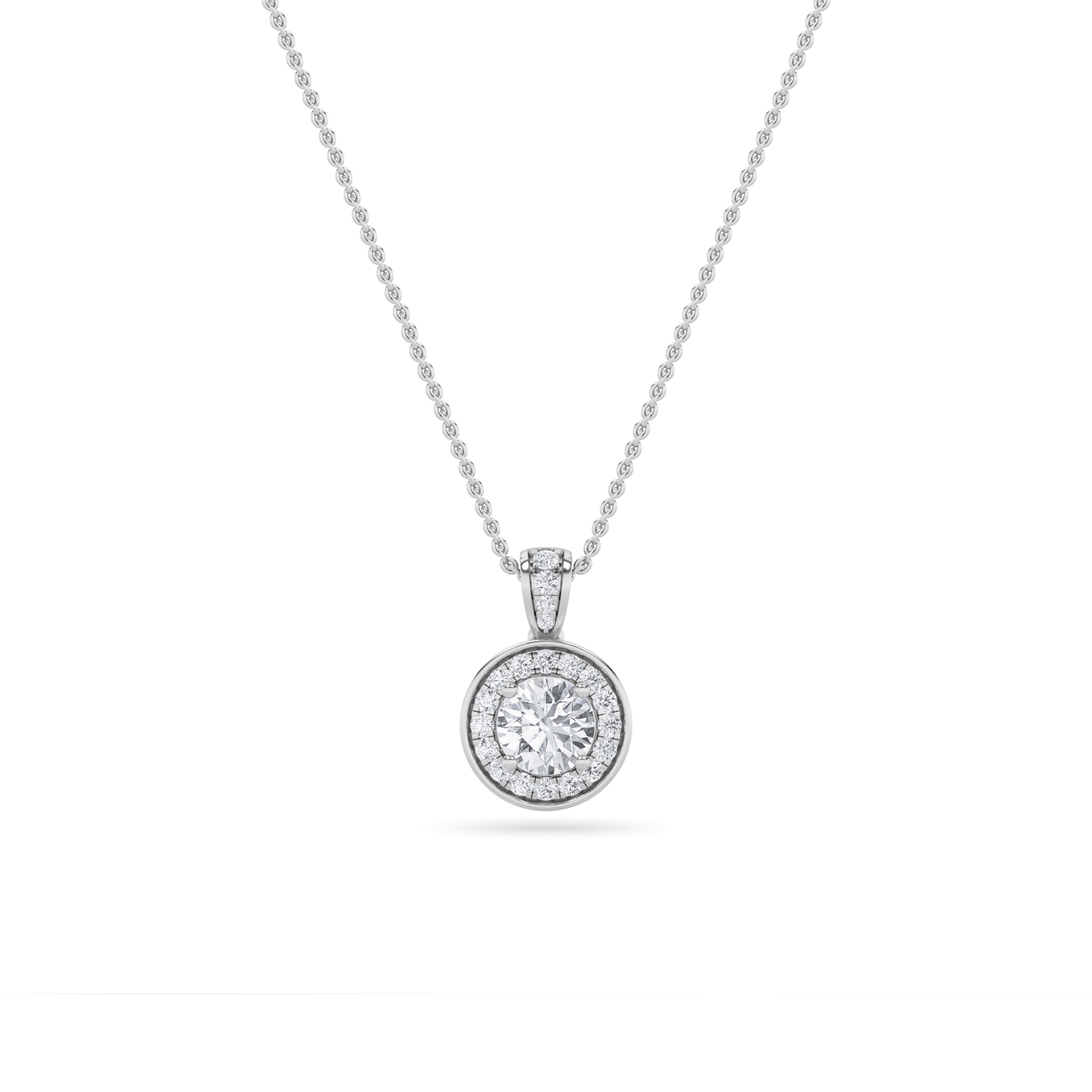 1.25CTW Round Shaped Lab Grown Diamond (F/VS) Halo Pendant in 14K Gold