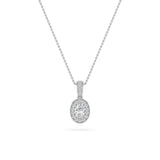 0.75CTW Oval Shaped Lab Grown Diamond (F/VS) Halo Pendant in 14K Gold