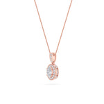 0.75CTW Oval Shaped Lab Grown Diamond (F/VS) Halo Pendant in 14K Gold