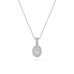 1.25CTW Oval Shaped Lab Grown Diamond (F/VS) Halo Pendant in 14K Gold