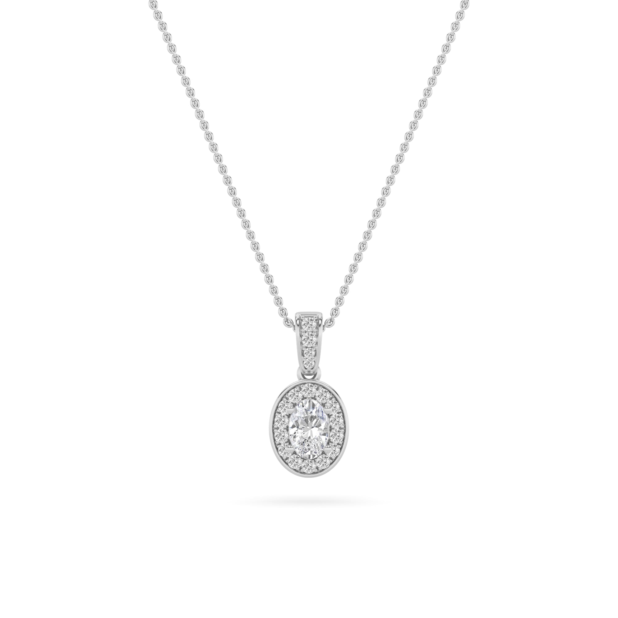 1.25CTW Oval Shaped Lab Grown Diamond (F/VS) Halo Pendant in 14K Gold