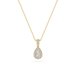 1.25CTW Pear Shaped Lab Grown Diamond (F/VS) Halo Pendant in 14K Gold