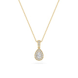 1.25CTW Pear Shaped Lab Grown Diamond (F/VS) Halo Pendant in 14K Gold