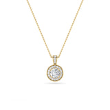 0.75CTW Round Shaped Lab Grown Diamond (F/VS) Halo Pendant in 14K Gold