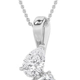 3CTW Emerald Shaped Lab Grown Diamond (F/VS) Toi et Moi Pendant in 14K Gold