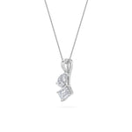 3CTW Emerald Shaped Lab Grown Diamond (F/VS) Toi et Moi Pendant in 14K Gold