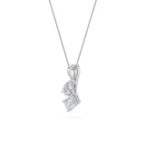 3CTW Emerald Shaped Lab Grown Diamond (F/VS) Toi et Moi Pendant in 14K Gold