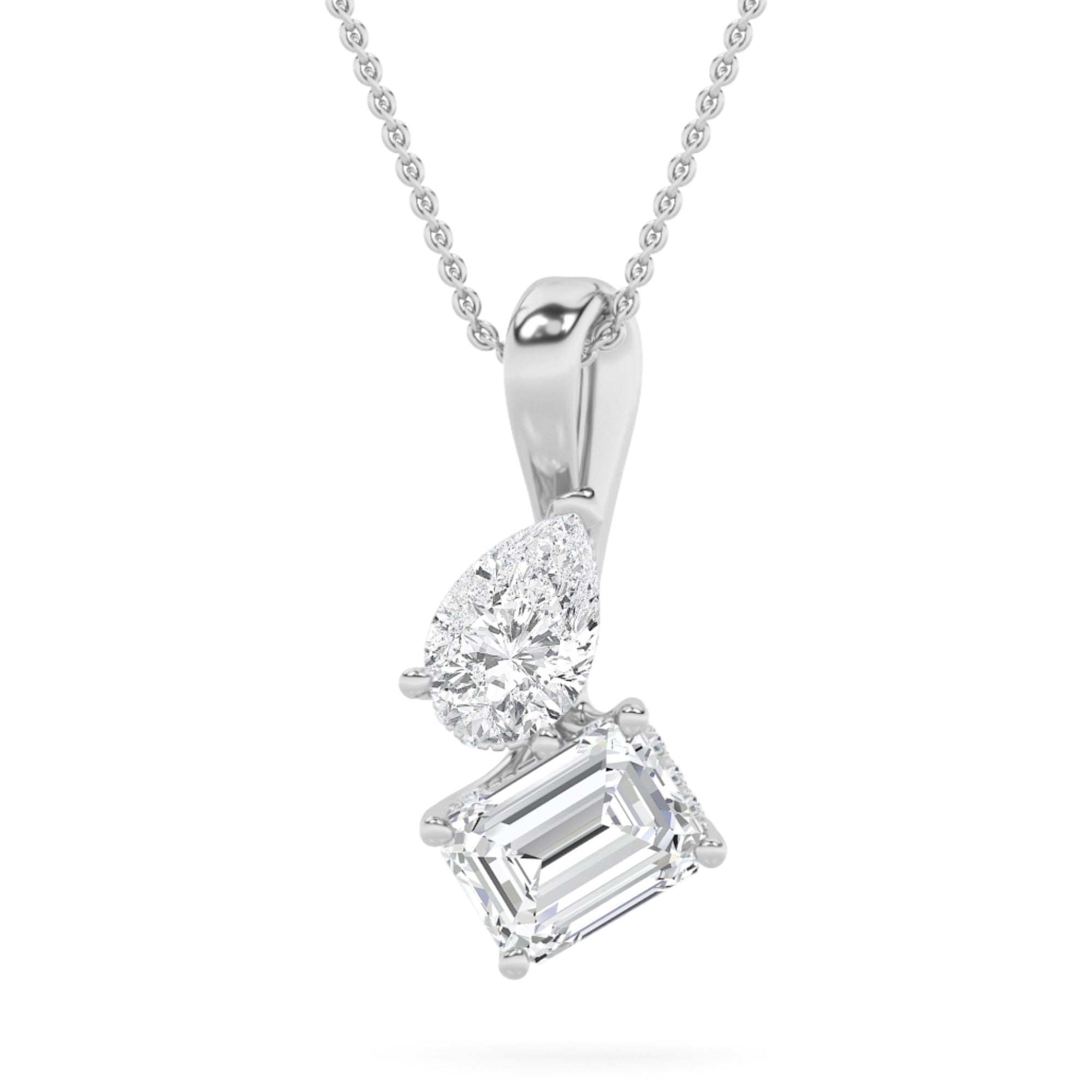 3CTW Radiant Shaped Lab Grown Diamond (F/VS) TOI Et Moi Fashion Pendant in 14K Gold