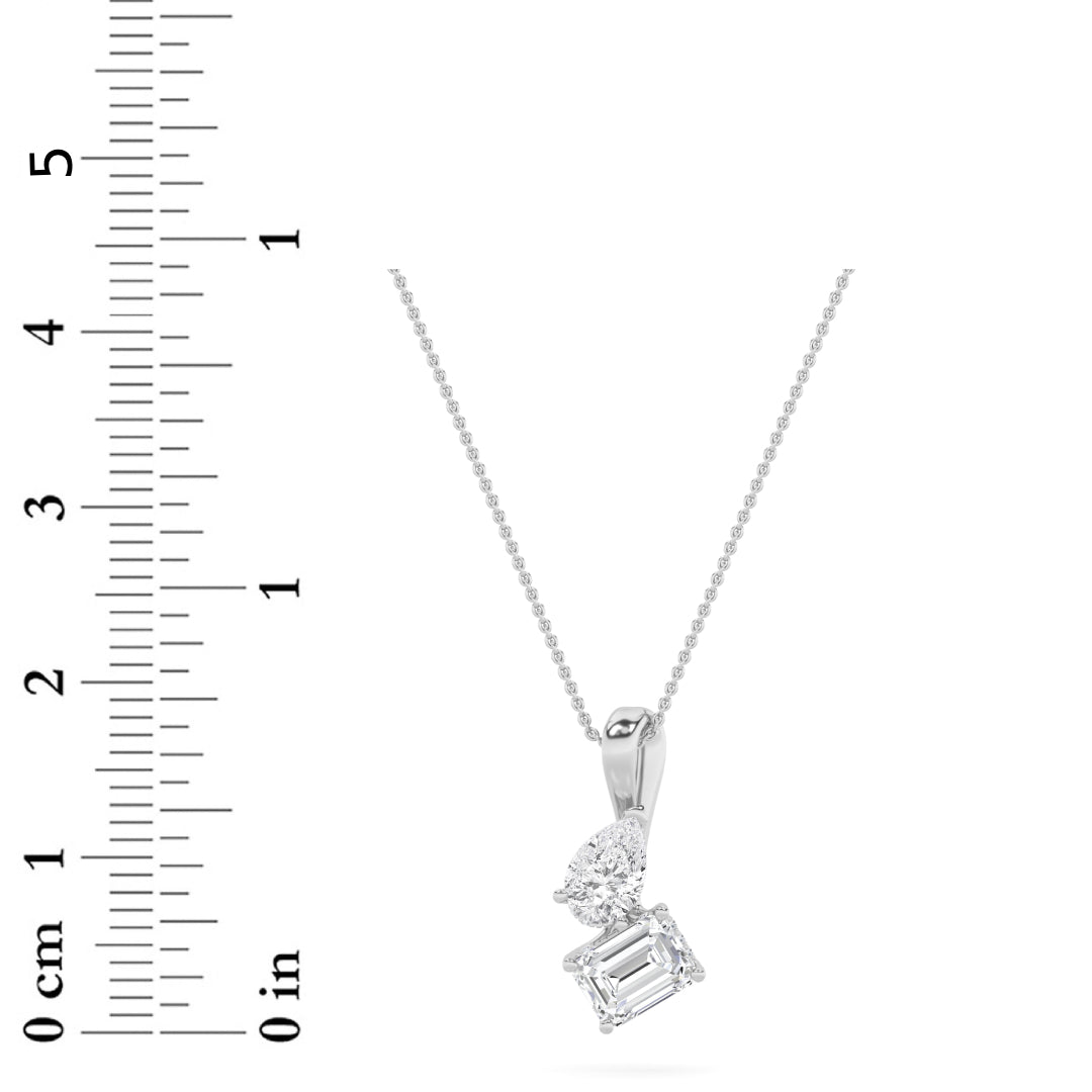 3CTW Radiant Shaped Lab Grown Diamond (F/VS) TOI Et Moi Fashion Pendant in 14K Gold