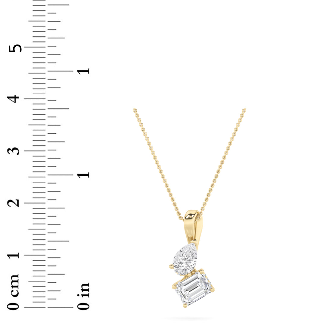 3CTW Radiant Shaped Lab Grown Diamond (F/VS) TOI Et Moi Fashion Pendant in 14K Gold