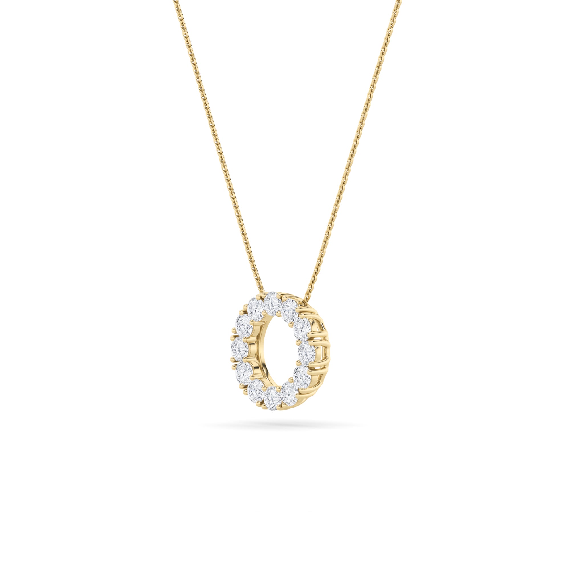 2CTW Round Shaped Lab Grown Diamond (F/VS) Circle Pendant in 14K Gold