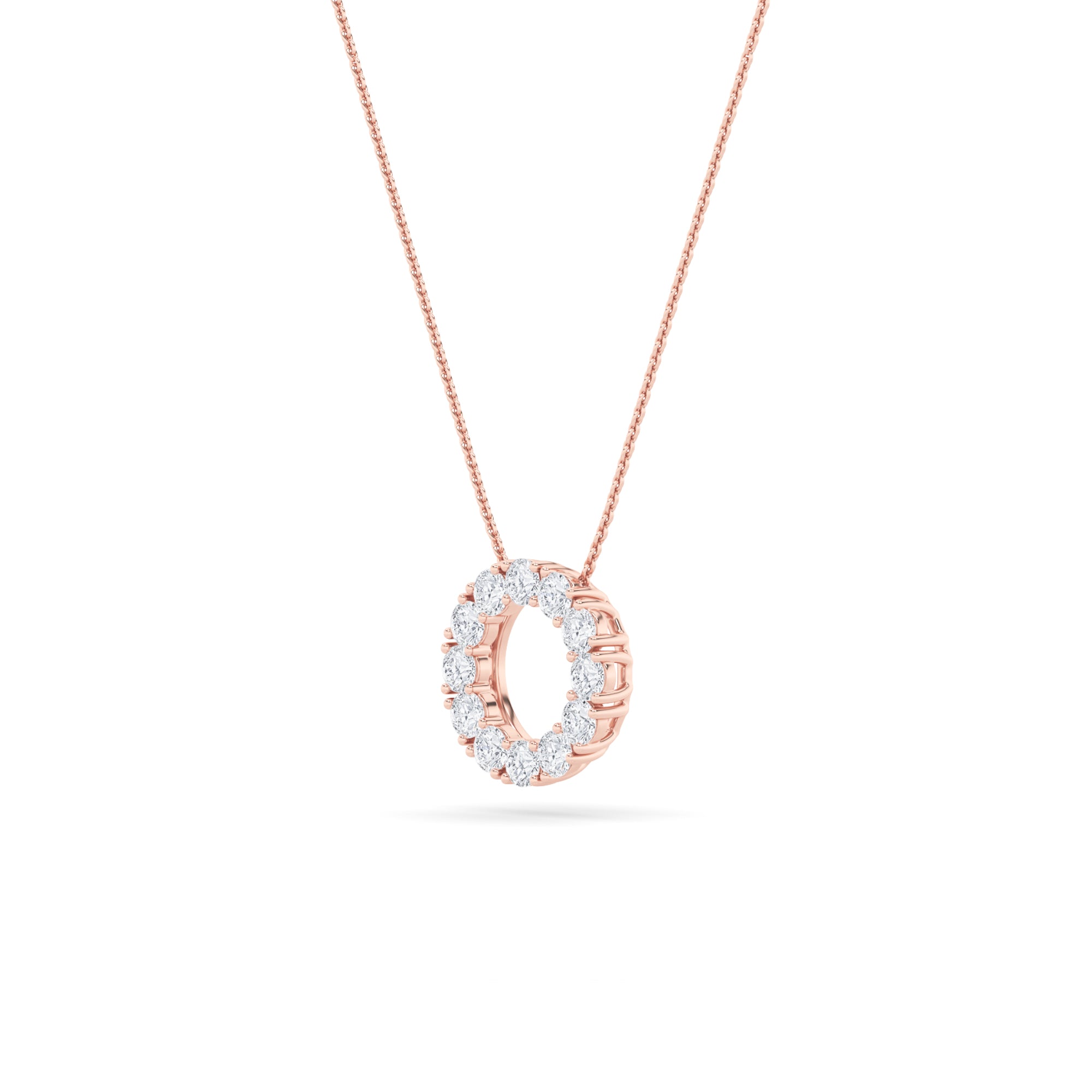 2CTW Round Shaped Lab Grown Diamond (F/VS) Circle Pendant in 14K Gold
