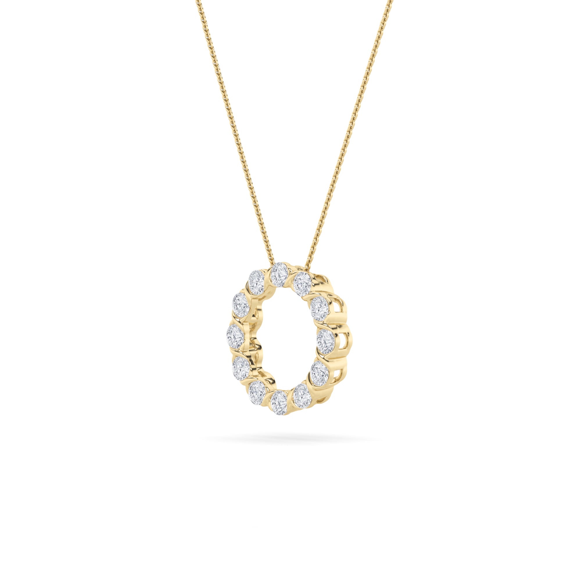 2CTW Round Shaped Lab Grown Diamond (F/VS) Circle Pendant in 14K Gold