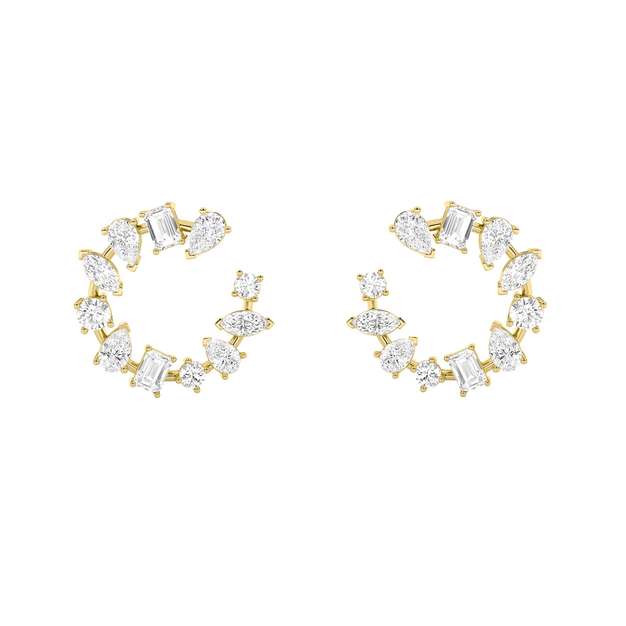 5CTW Mix Shaped Lab Grown Diamond (F/VS) Fancy Circle Earrings in 14K Gold