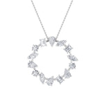 3CTW Emerald Shaped Lab Grown Diamond (F/VS) Fancy Circle Pendant in 14K Gold