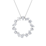3CTW Emerald Shaped Lab Grown Diamond (F/VS) Fancy Circle Pendant in 14K Gold
