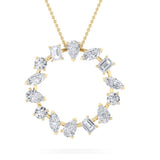 3CTW Emerald Shaped Lab Grown Diamond (F/VS) Fancy Circle Pendant in 14K Gold