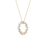 3CTW Emerald Shaped Lab Grown Diamond (F/VS) Fancy Circle Pendant in 14K Gold