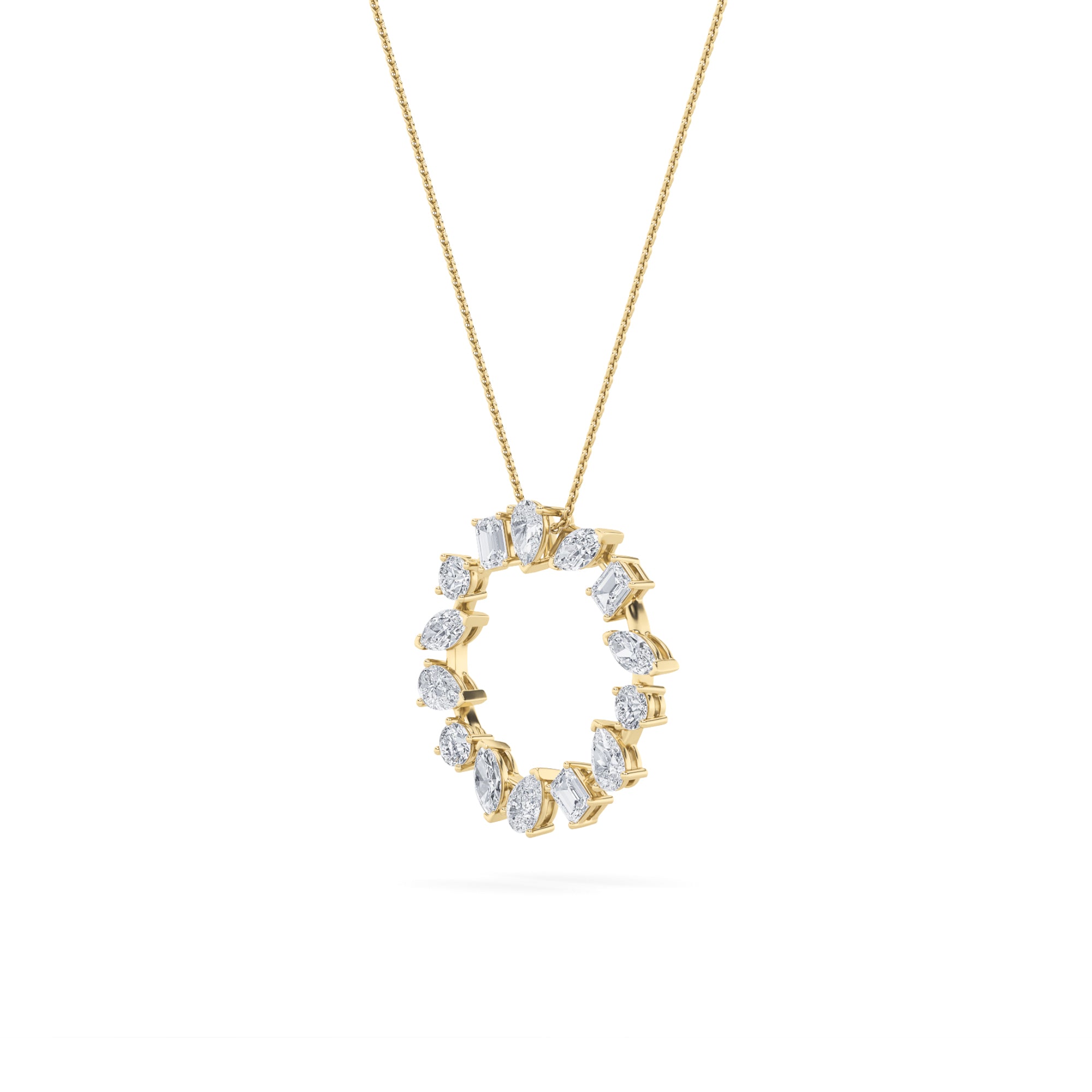 3CTW Emerald Shaped Lab Grown Diamond (F/VS) Fancy Circle Pendant in 14K Gold