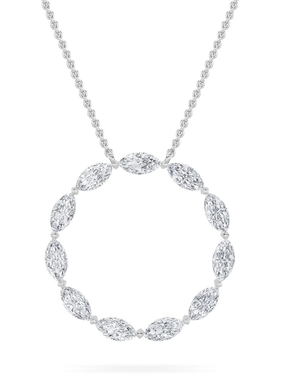 2CTW Marquise Shaped Lab Grown Diamond (F/VS) Circle Necklace in 14K Gold