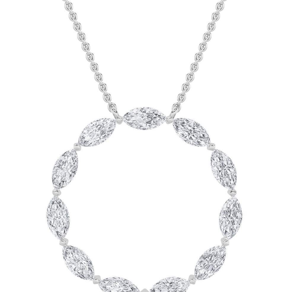 2Cttw Marquise Shaped Lab Grown Diamond (F/VS) Circle Necklace in 14K Gold