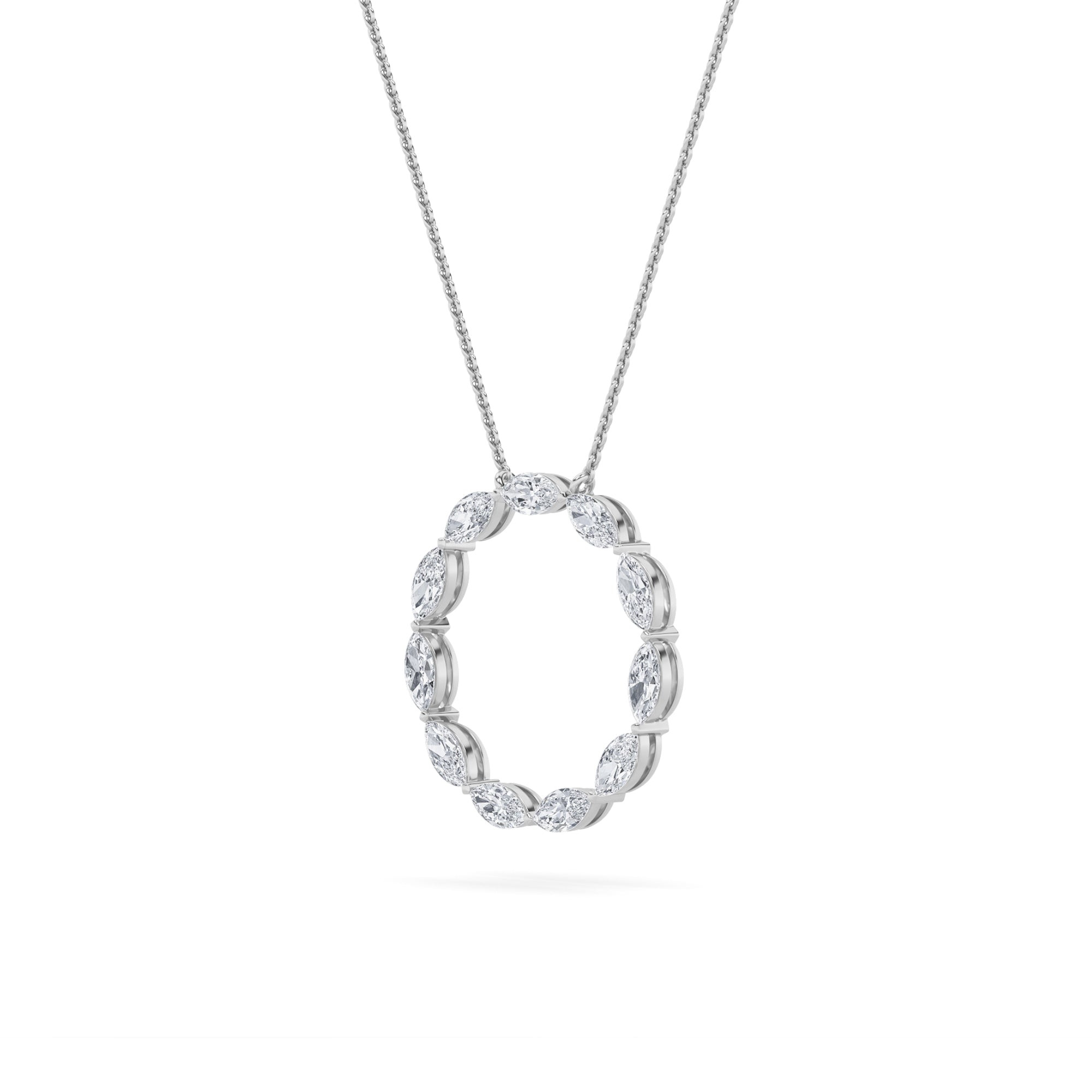 2.25CTW Marquise Shaped Lab Grown Diamond (F/VS) Circle Necklace in 14K Gold