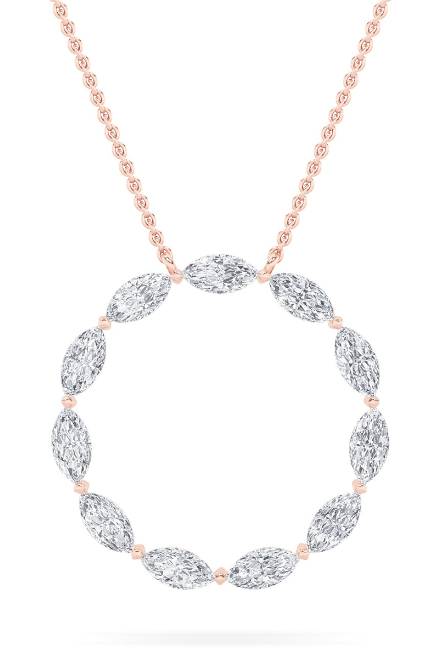 2.25CTW Marquise Shaped Lab Grown Diamond (G/VS) Circle Necklace in 14K Gold