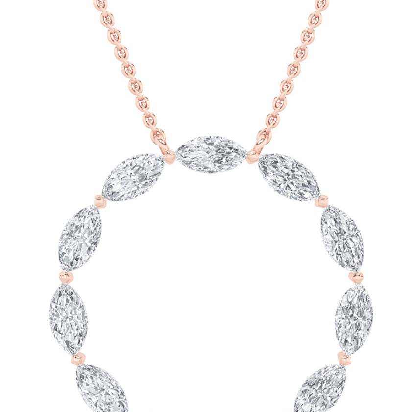 2.25Cttw Marquise Shaped Lab Grown Diamond (G/VS)Circle Necklace in 14K Gold