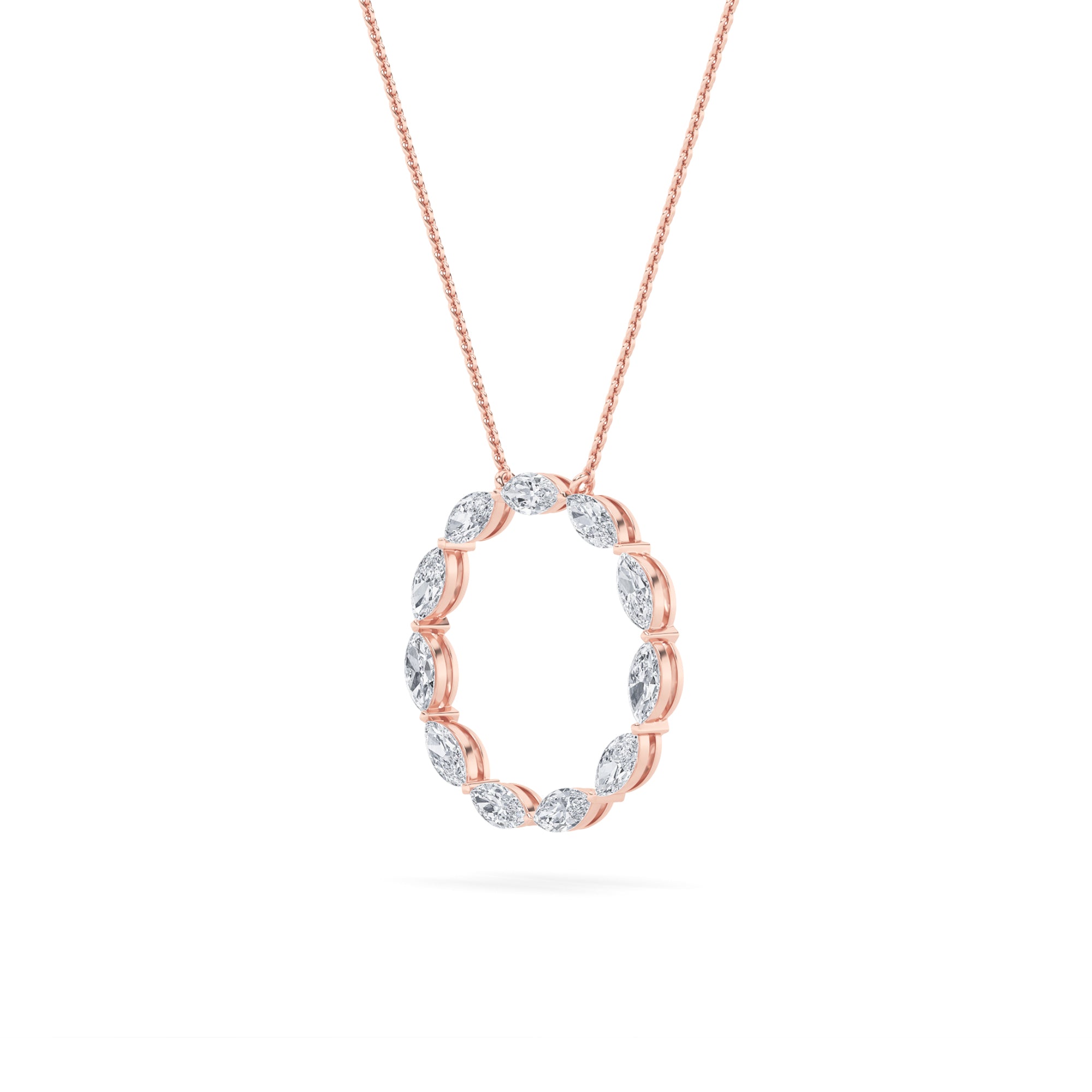 2.25CTW Marquise Shaped Lab Grown Diamond (G/VS) Circle Necklace in 14K Gold
