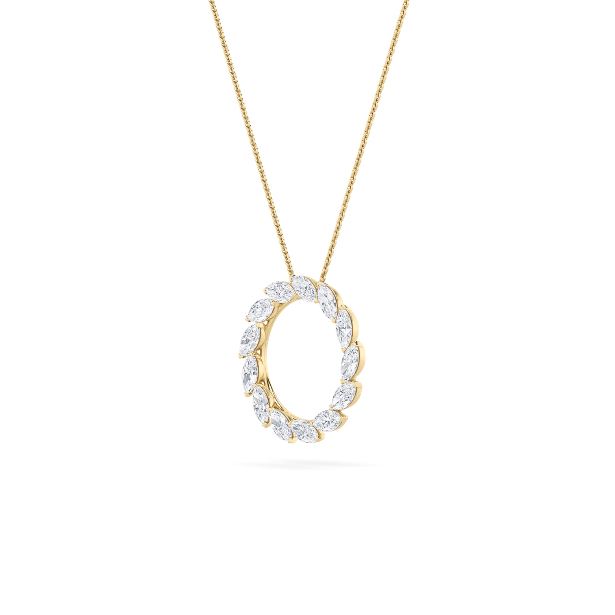 2CTW Marquise Shaped Lab Grown Diamond (F/VS) Circle Necklace in 14K Gold