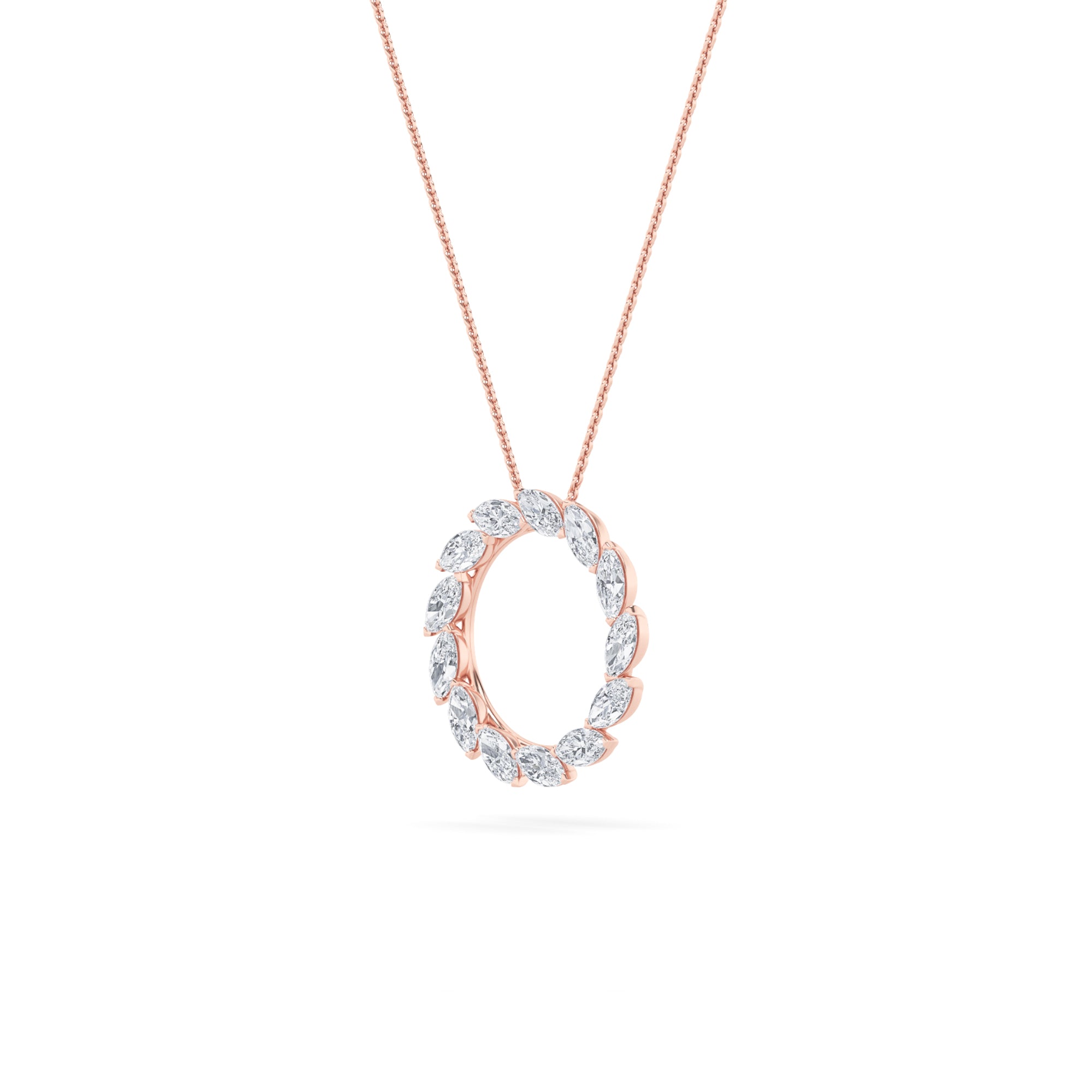 2CTW Marquise Shaped Lab Grown Diamond (F/VS) Circle Necklace in 14K Gold
