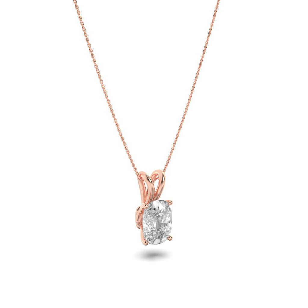1CTW Elongated Cushion Shaped Lab Grown Diamond (F/VS) Split Bale Solitaire Pendant in 14K Gold