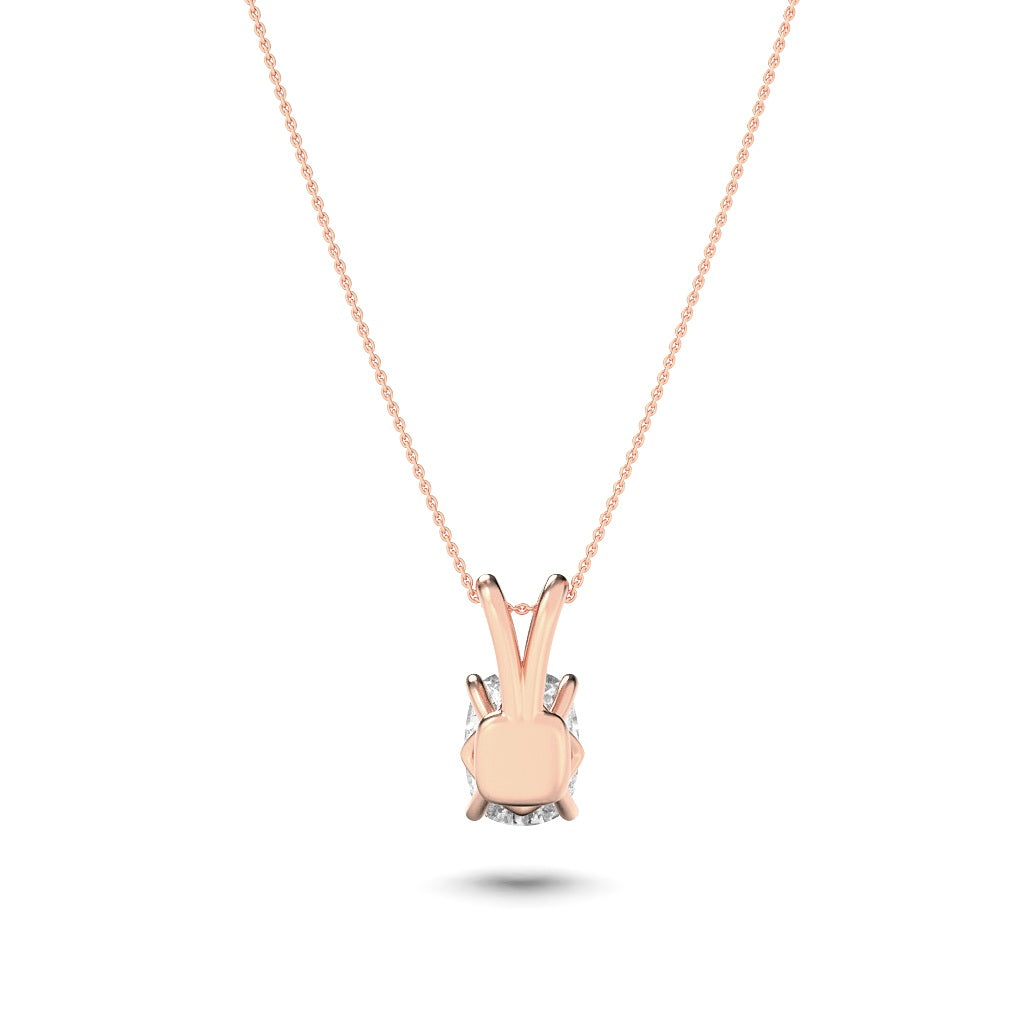 1CTW Elongated Cushion Shaped Lab Grown Diamond (F/VS) Split Bale Solitaire Pendant in 14K Gold