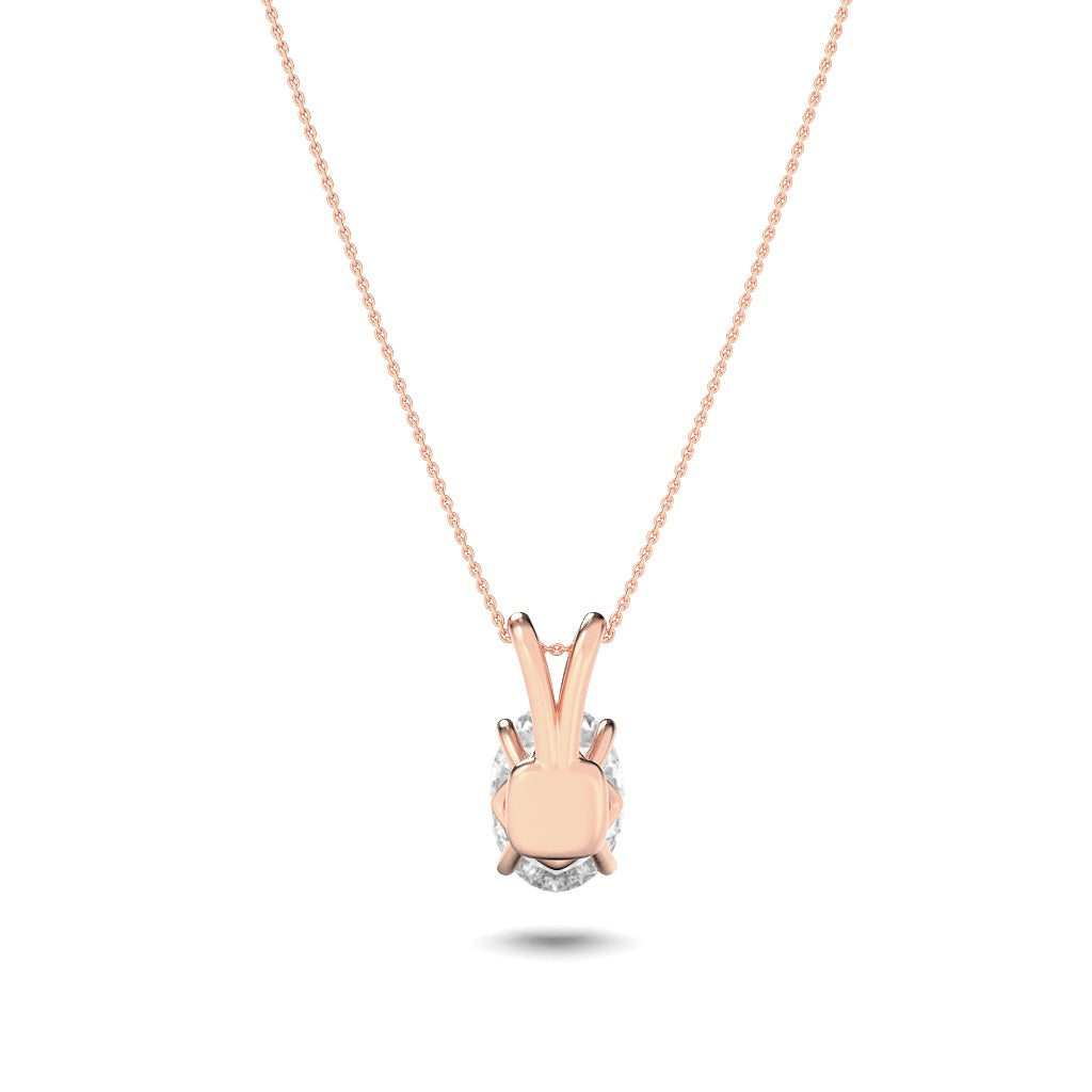 2CTW Oval Shaped Lab Grown Diamond (F/VS) Split Bale Solitaire Pendant in 14K Gold