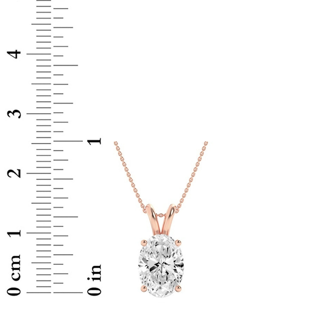 2CTW Oval Shaped Lab Grown Diamond (F/VS) Split Bale Solitaire Pendant in 14K Gold