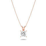 1CTW Princess Shaped Lab Grown Diamond (F/VS) Split Bale Solitaire Pendant in 14K Gold