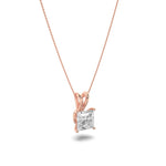 1CTW Princess Shaped Lab Grown Diamond (F/VS) Split Bale Solitaire Pendant in 14K Gold